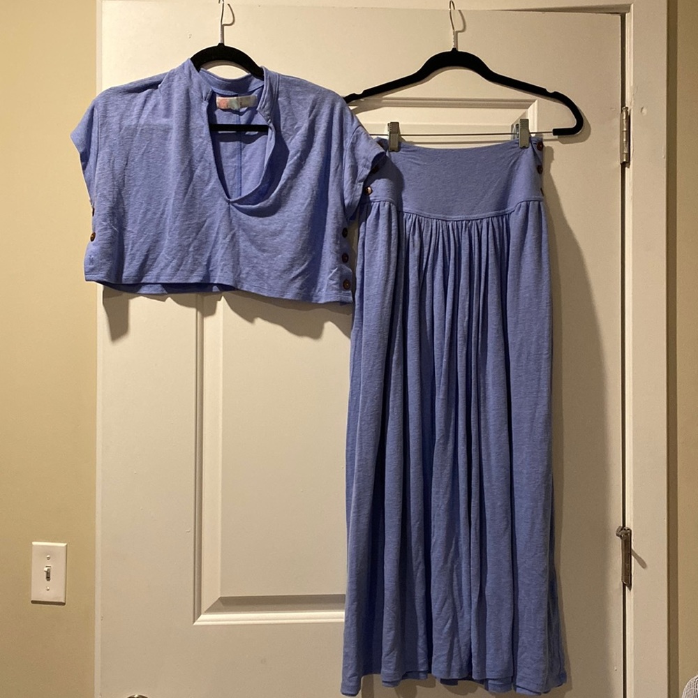 Free People two piece light blue/purple set, XS